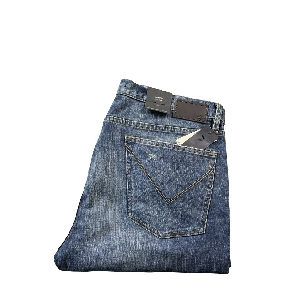 John Varvatos Wight Skinny Mens Jeans 36x34 Blue Distressed J315ZU3B-BLLN NWT